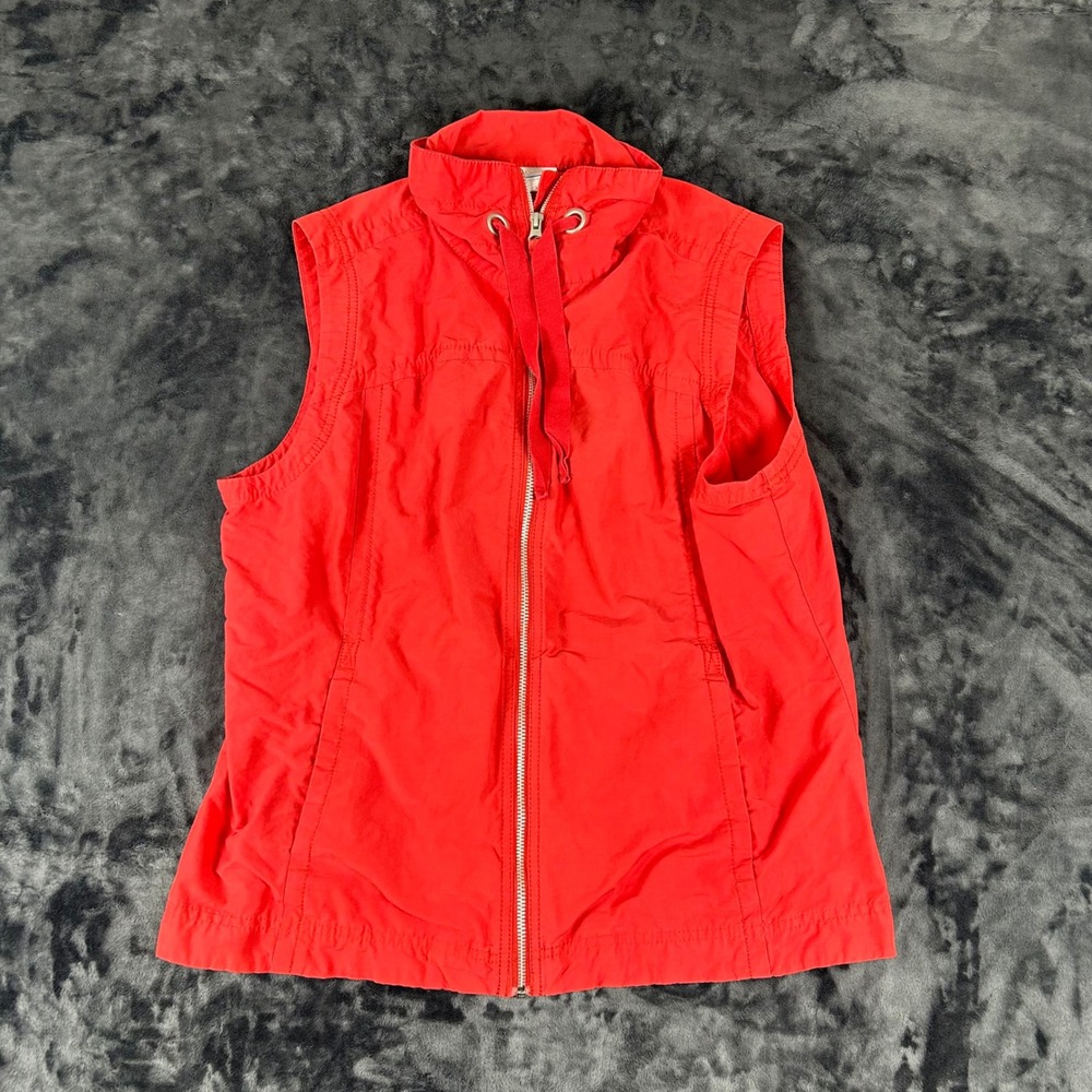 Columbia Vest Womens XL Red Full Zip Cotton Nylon Lightweight Outdoor 2203